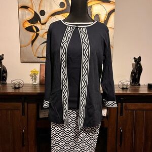 Grace Deep Navy and White Geometric Skirt Set